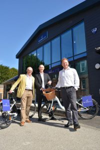 Bidwells adopts electric bikes, with Sean Moroney of Cambridge Electric Transport, and Rob Hopwood Bidwells